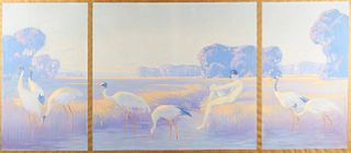Clarence Rosenkranz Boy & Cranes Oil on Canvas