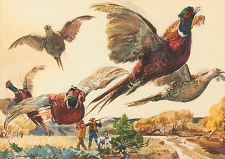 Warren Baumgartner Pheasant Hunting Watercolor