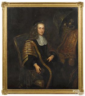 After John Riley (British 1646-1691), oil on canvas portrait of Francis North, 1st Baron Guilford