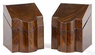 Pair of George III mahogany knife boxes, late 18th c., 15'' h., 10 3/4'' w.