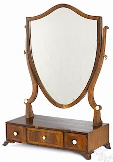 George III mahogany shaving mirror, ca. 1770, 26'' h., 17 1/4'' w.