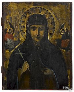 Russian oil on panel icon, 18th/19th c., 16'' x 12 3/4''.