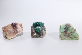 Group of Three Chinese Carved Fluorite Pieces