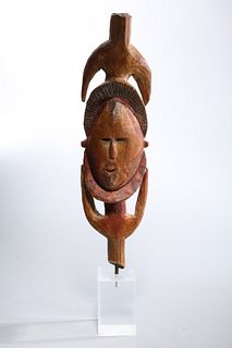 Oceanic Carved and Polychrome Wood Mask Figure