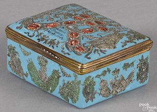 German enamel dresser box, inscribed Heinrich Freuberg 1762, 1 1/2'' h., 3 1/8'' w., 2 3/8'' d.