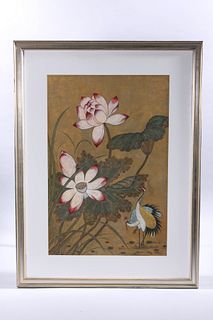 Korean Ink and Color on Paper Folk Painting
