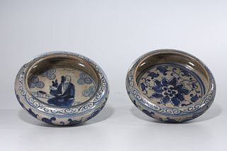 Two Chinese Glazed Porcelain Brush Washers