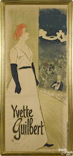 Theophile-Alexandre Steinlen (French), movie poster, inscribed Yvette Guilbert, dated '94
