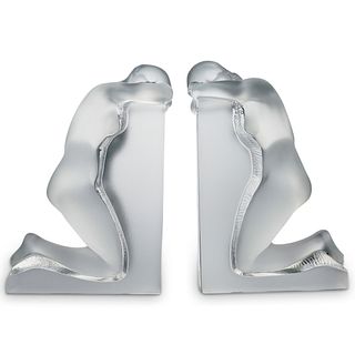 Lalique "Reverie" Crystal Bookends