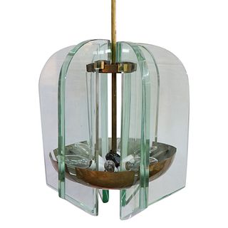 Fontana Arte Brass Glass Chandelier