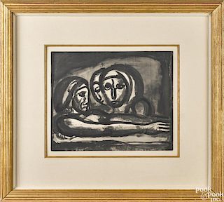 Georges Rouault (French 1871-1958), aquatint from Miserere, titled Au Pressoir
