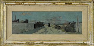 Nino Caffe (1908-1975), oil on board, titled Stradina Solitaria, signed lower middle
