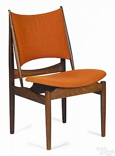 Finn Juhl Danish Modern rosewood Egyptian side chair, by Niels Vodder, stamped on underside
