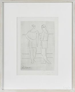 Pablo Picasso (Spanish 1881-1973), engraving of two figures, signed in pencil lower right