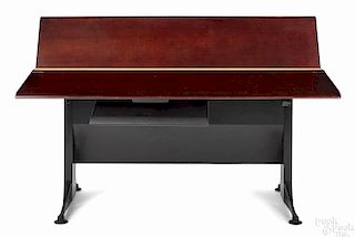 Herman Miller, cherry and steel drafting table, 28'' h., 60'' w.
