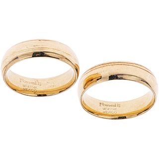 TWO RINGS IN 14K YELLOW GOLD Total weight: 12.5 g. Sizes: 7 ½ and 9