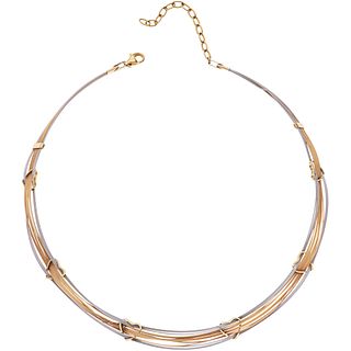 CHOKER IN 14K YELLOW AND WHITE GOLD Weight: 16.6 g. Length: 16.9" (43.0 cm)