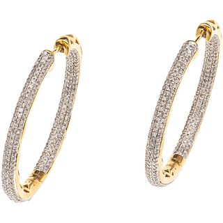 PAIR OF EARRINGS WITH DIAMONDS IN 10K YELLOW GOLD 474 8x8 cut diamonds ~1.50 ct. Weight: 10.2 g