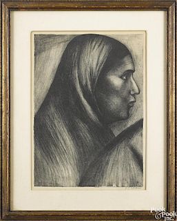 Jose Clemente Orozco (Mexican 1883-1949), lithograph, titled Head of a Woman, signed in pencil