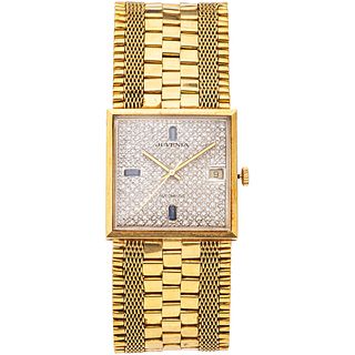 JUVENIA WATCH WITH DIAMONDS AND SAPPHIRES IN 18K AND 14K YELLOW GOLD REF. 8902  Movement: automatic  Weight: 125.3 g