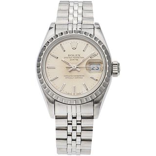 ROLEX OYSTER PERPETUAL DATE LADY WATCH IN STEEL REF. 69240, CA. 1990 Movement: automatic