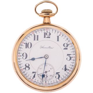 POCKET WATCH HAMILTON IN PLATE Movement: manual (does not change hours, requires service).