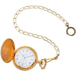 POCKET WATCH KENT IN PLATE AND ALBERT IN BASE METAL Movement: manual.