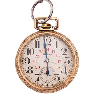 POCKET WATCH HASTE IN PLATE AND ALBERT IN BASE METAL Movement: manual (doesn't work, requires service).