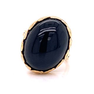 Victorian 14k Black Jade Cabochon Ring