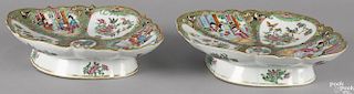 Two Chinese export porcelain rose medallion scalloped edge serving dishes, 19th c., 3 1/4'' h.