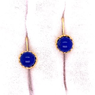14k Cabochon Lapis Lazuli Earrings