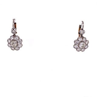 Platinum 18k Diamond Flower Earrings