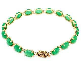 Jade Jadeite Apple Green 14K Bracelet