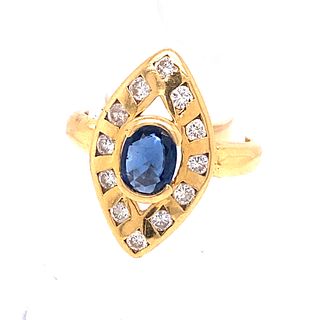 18k Sapphire Diamond Ring French Hallmarks