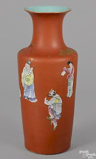 Chinese famille rose vase, 19th c., depicting the eight immortals, 18'' h.