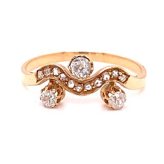 18k 1920's Rose cut & Old Mine Diamond Dainty Ring
