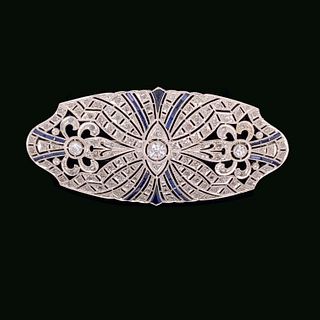 1930Õs 18k Diamond Sapphire Bar Brooch