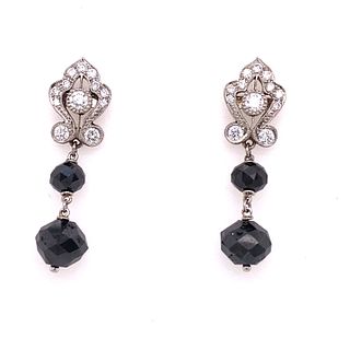 18k White & Black Diamond Drop Earrings