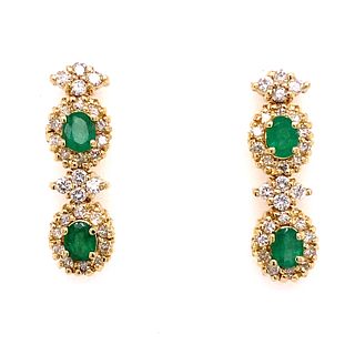18k Diamond Emerald Drop Earrings