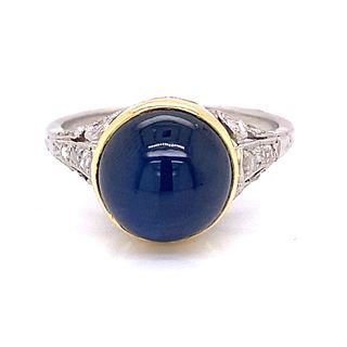 Art Deco Platinum 18k Sapphire Ring