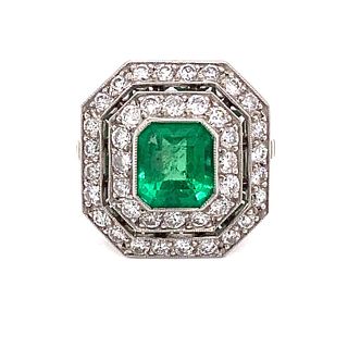 Platinum Emerald Damond Ring