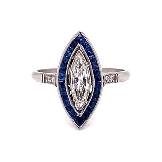 Platinum Marquise Sapphire Ring