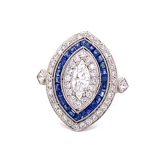 Platinum Diamond Marquise Sapphire Ring