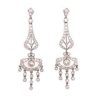 Platinum Diamond Drop Chandelier Earrings