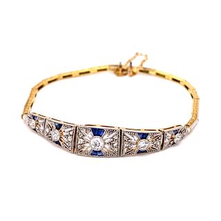 1920Õs 18k Platinum Sapphire Diamond BraceletÊ