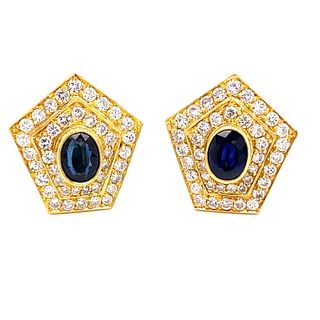 18k Diamond Sapphire Earrings