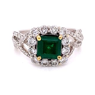 18k Colombian EmeraldÊ Diamond Ring