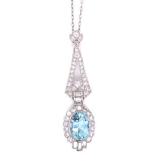 Platinum Diamond Aqua Pendant