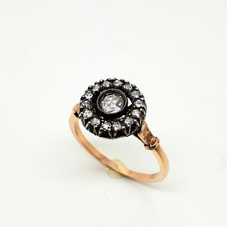 Antique Vintage RussianÊ GoldÊ Diamonds Engagement Ring.