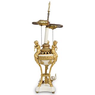 19th Cent. Empire Style Marble and Bronze Urn Lamp